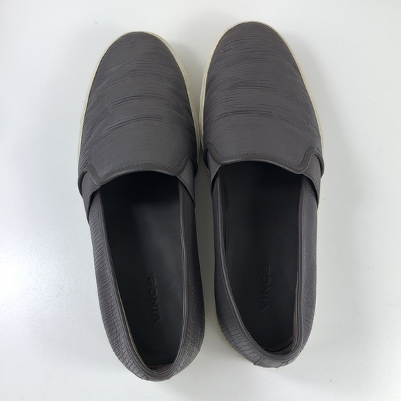2/$30 VINCE Loafers Size 9 Gray Textured Leather Slip-On Casual Sneakers - Picture 5 of 15